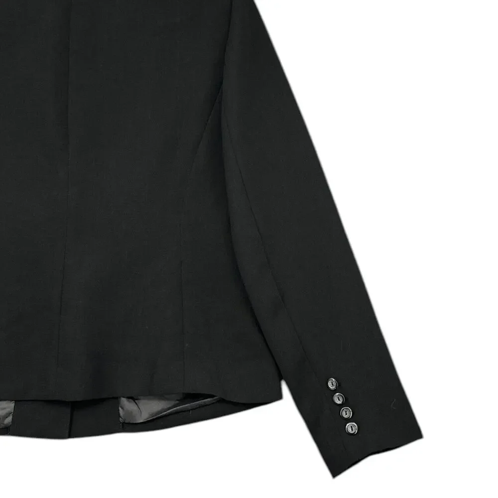 Justin Taylor For SUI Vintage Black Notched Lapel Blazer 2-Button Jacket Size 10